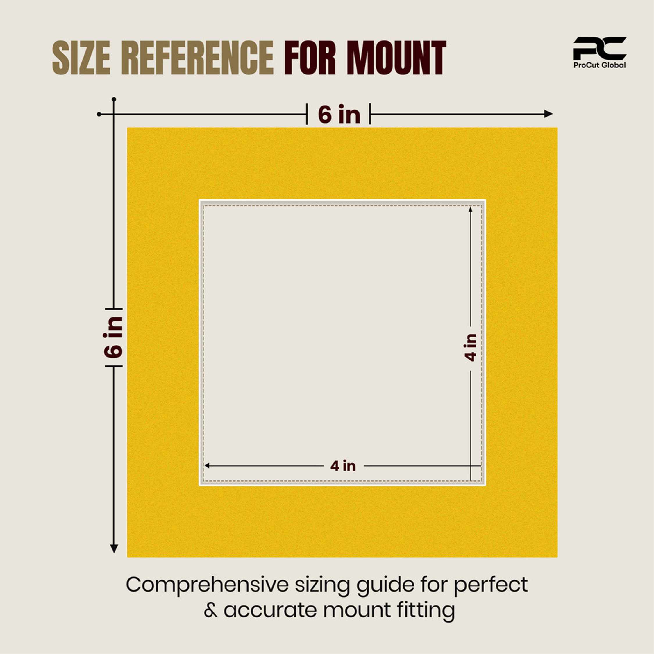 Bright Yellow 6x6" Picture Mount With 4x4" Aperture | Acid-Free Mat Board For Photos & Artwork thumbnail 2