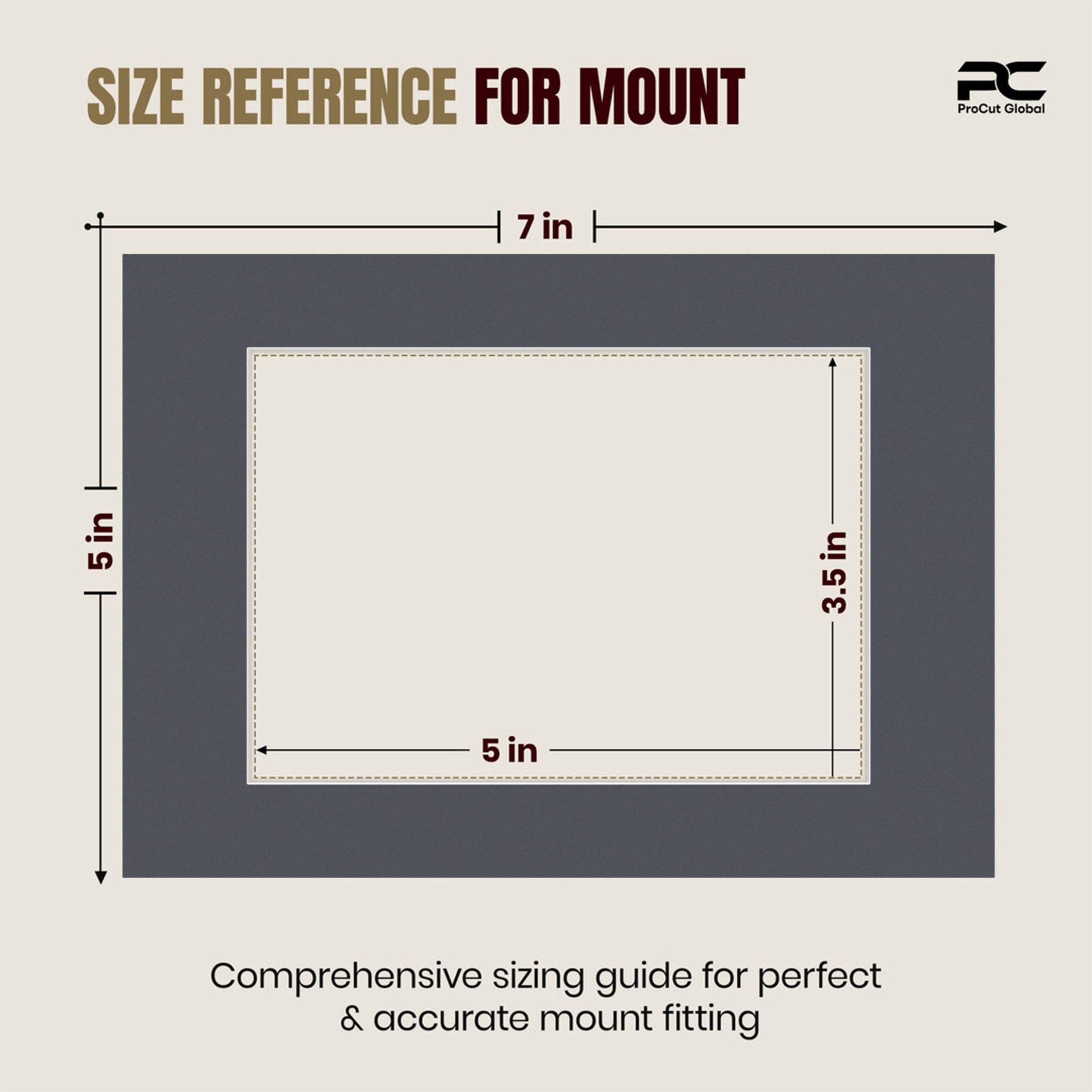 Charcoal Grey 7x5" Picture Mount With 5x3.5" Aperture | Acid-Free Mat Board For Picture Frames thumbnail 2