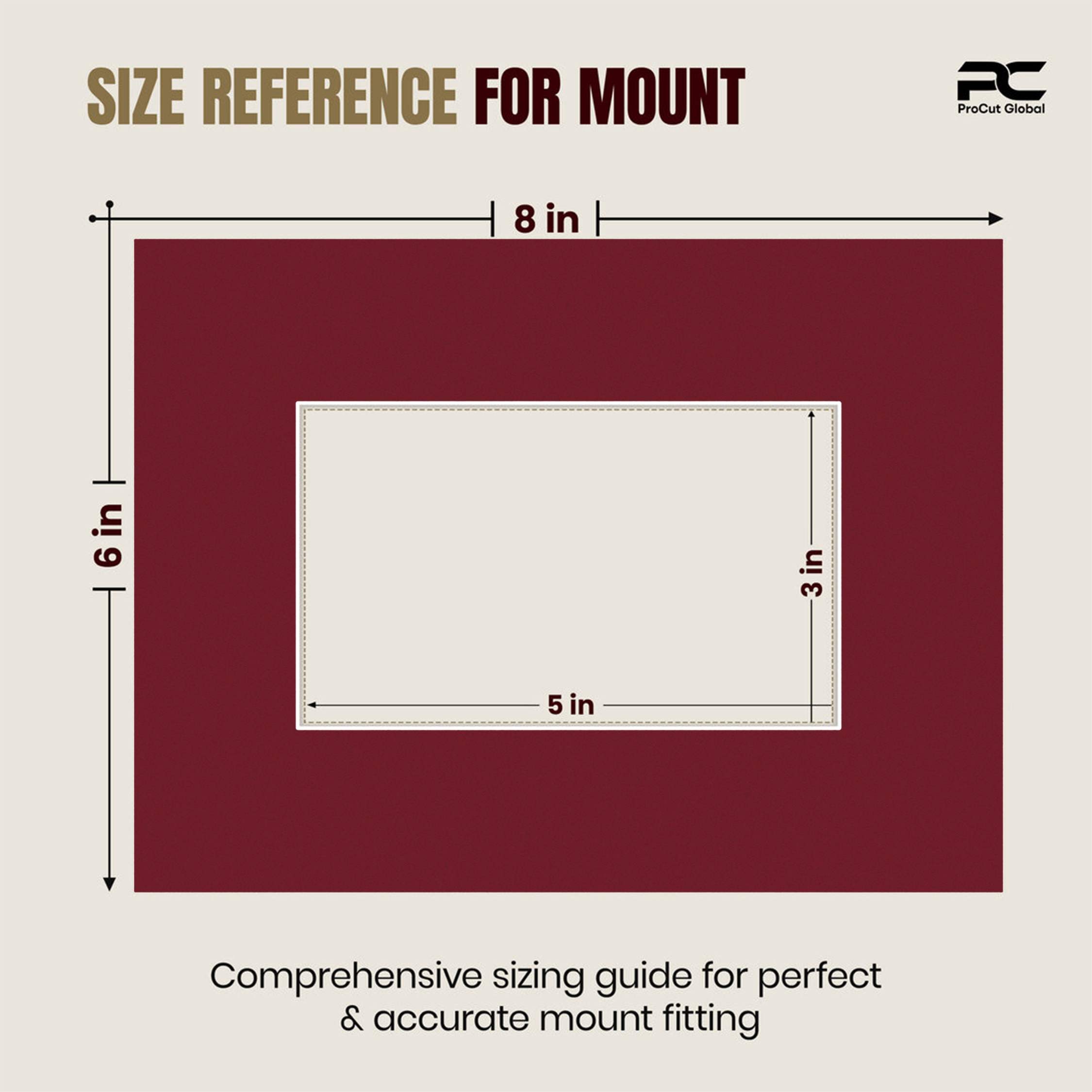 Burgundy 8x6" Picture Mount With 5x3" Aperture | Acid-Free Picture Mount Board thumbnail 2