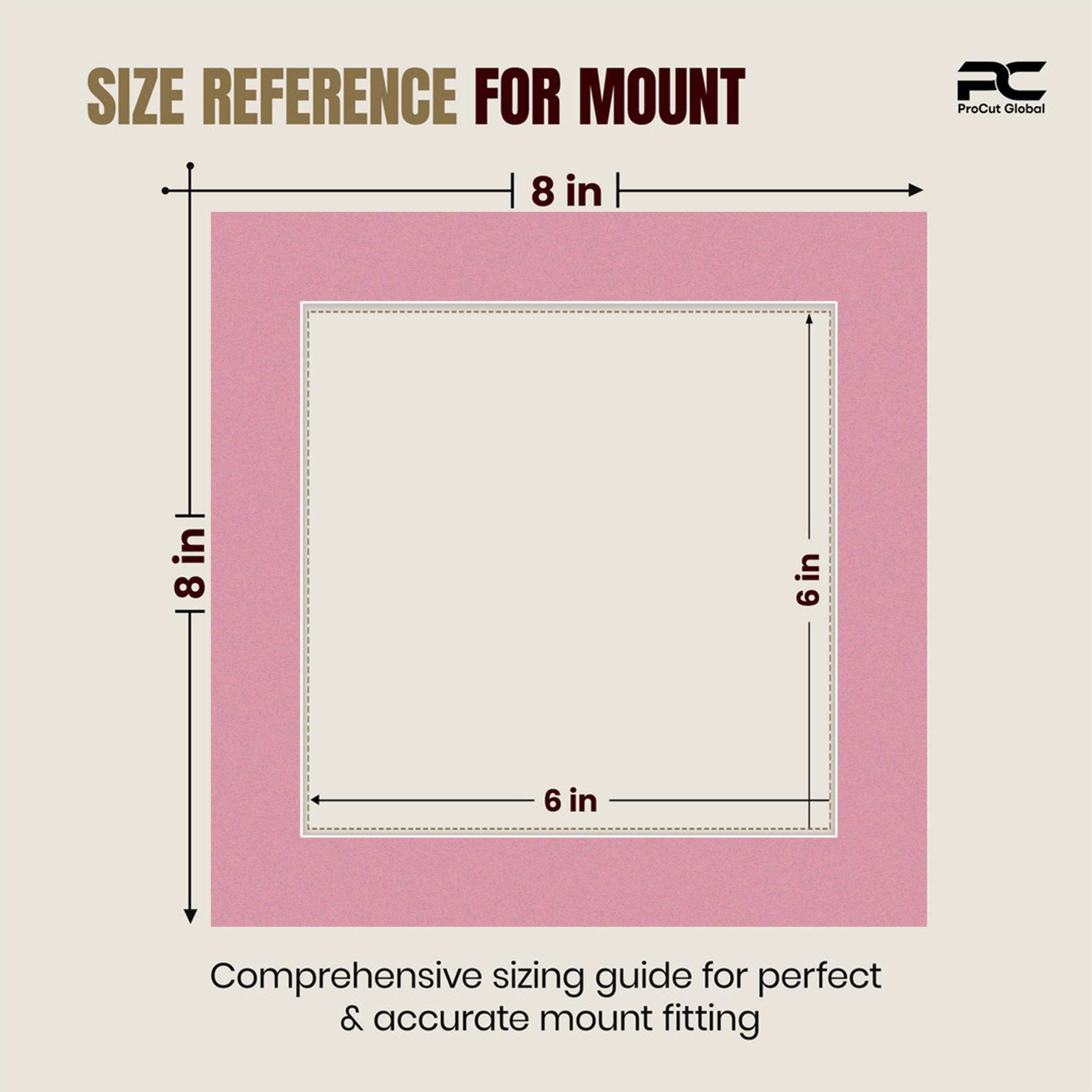 Dusty Rose 8x8" Picture Mount With 6x6" Aperture | Acid-Free Mat Board For Photos & Artwork thumbnail 2