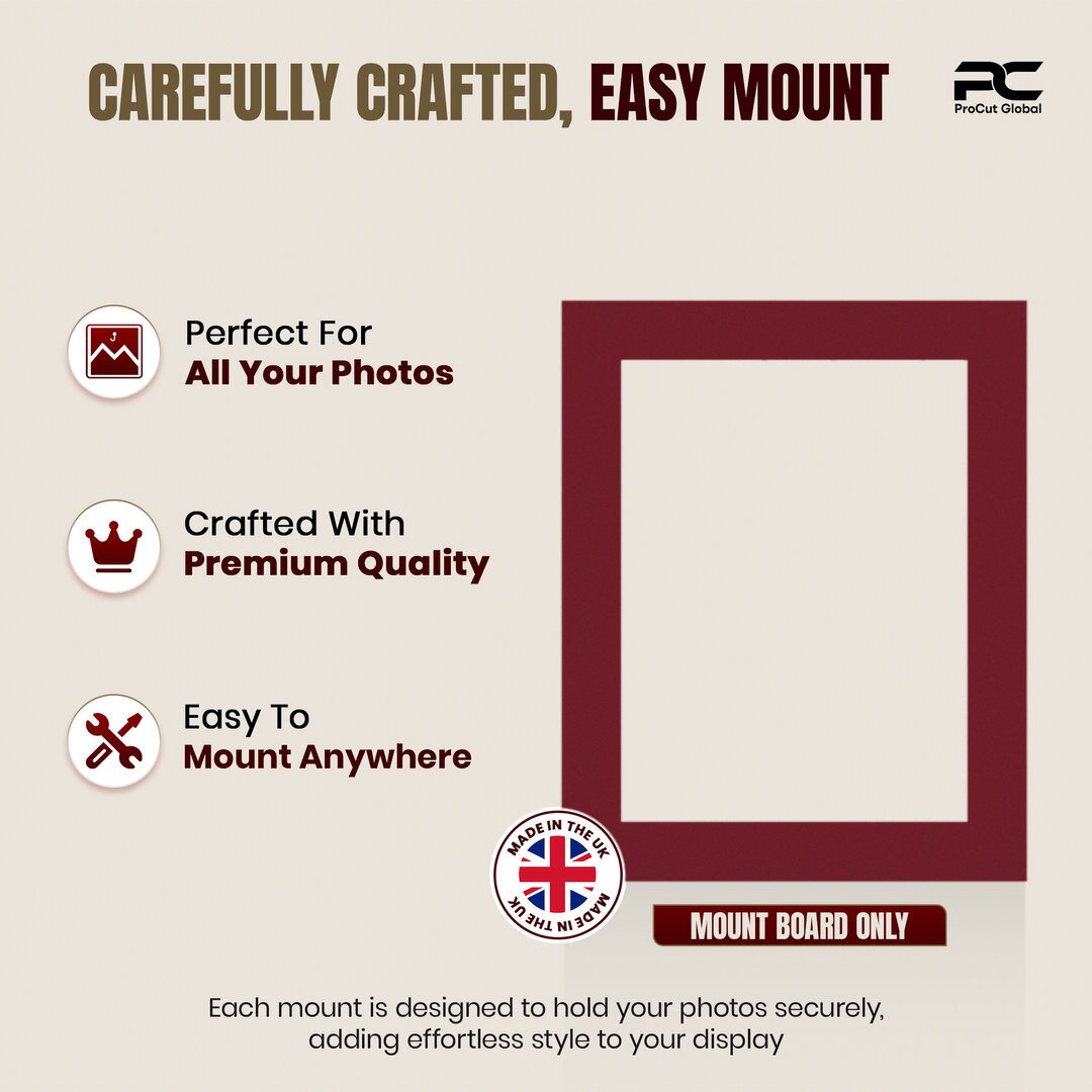 Burgundy 10x8" Picture Mount With 8x6" Aperture | Acid-Free Mat Board For Picture Frames thumbnail 7