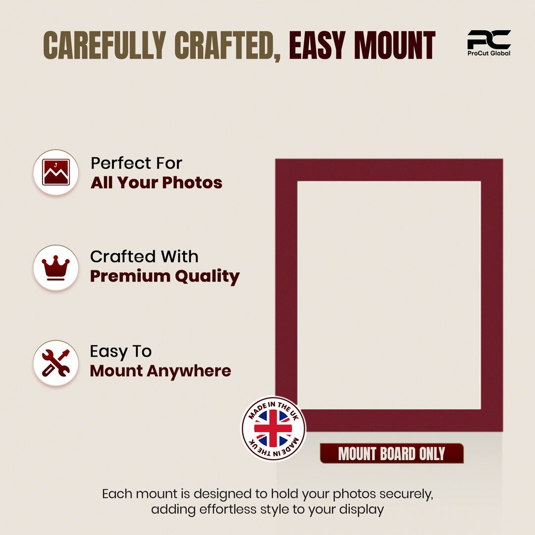 Burgundy 12x10" Picture Mount With 10x8" Aperture | Acid-Free Mat Board For Picture Frames thumbnail 7