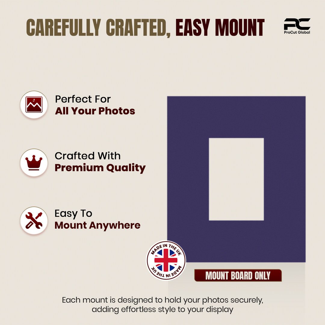 Damson 12x10" Picture Mount With 6x4" Aperture | Acid-Free Mat Board For Picture Frames thumbnail 7