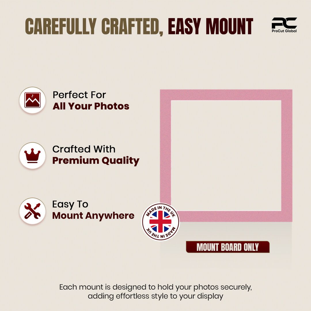 Dusty Rose 12x12" Picture Mount With 10x10" Aperture | Acid-Free Mat Board For Photos & Artwork thumbnail 7