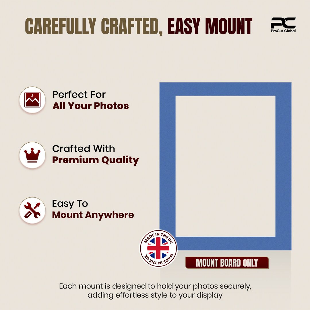 Pacific Blue 14x11" Picture Mount With A4 Aperture | Acid-Free Picture Mount Board thumbnail 7