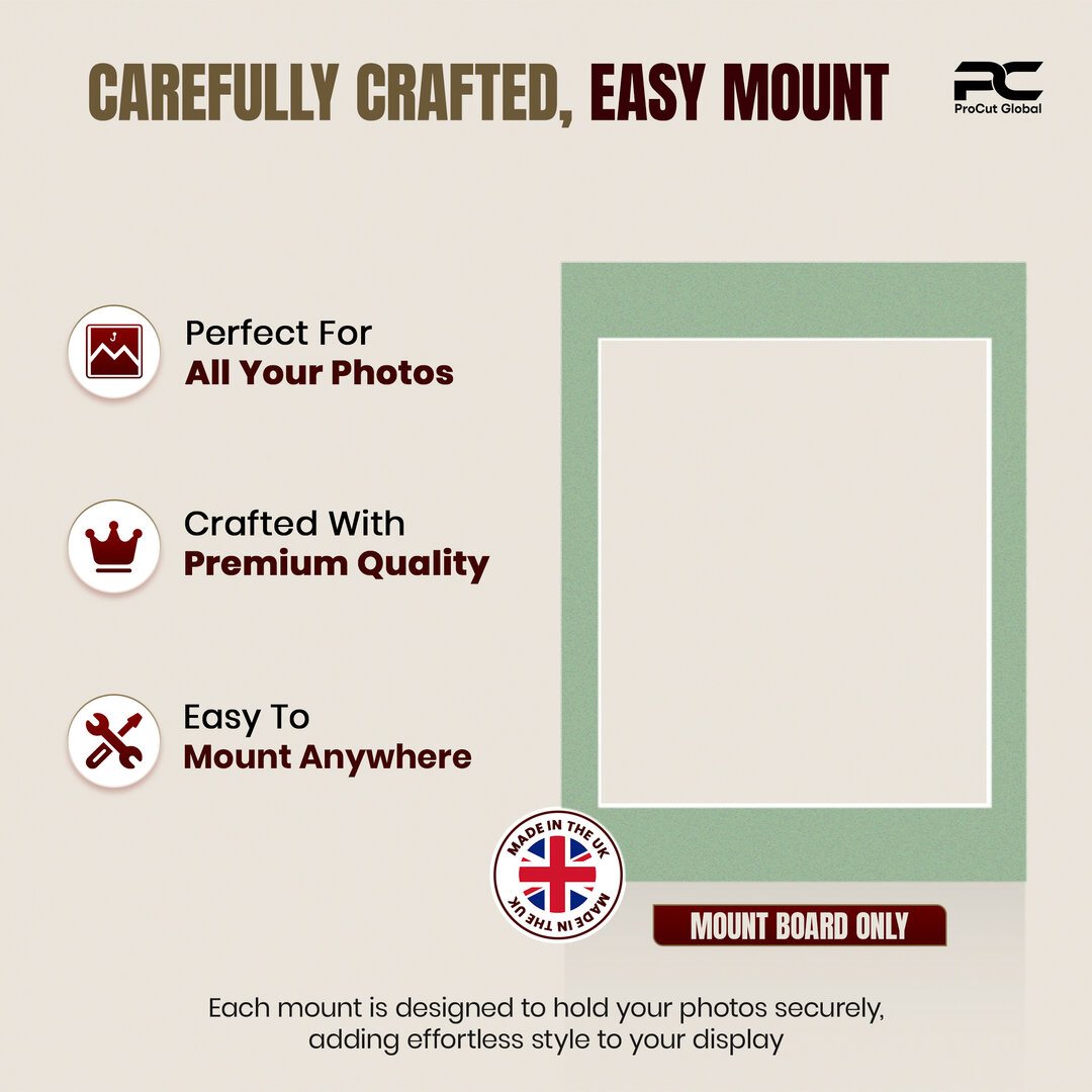 Sage Green 16x12" Picture Mount With 12x10" Aperture | Acid-Free Mat Board For Photos & Artwork thumbnail 7