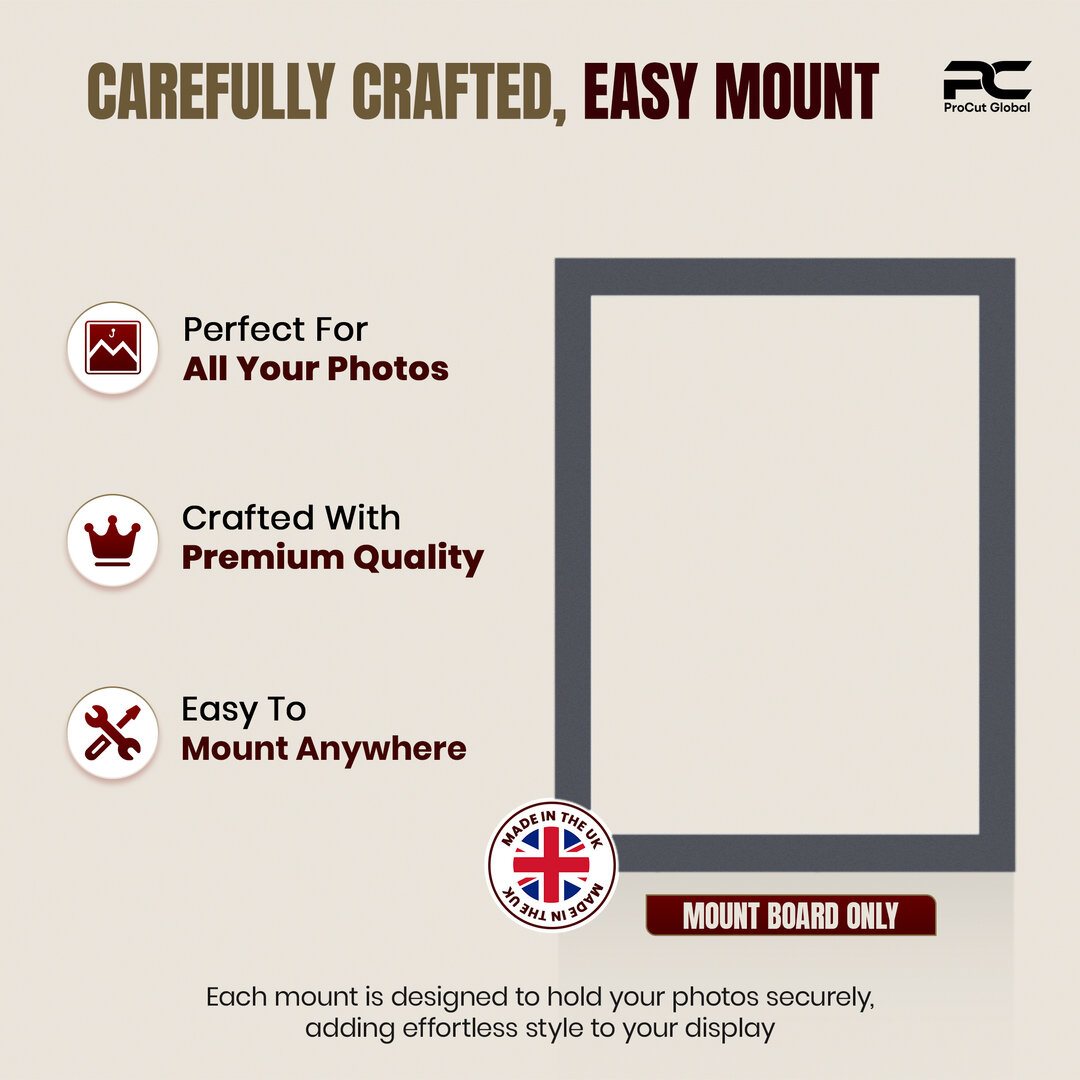 Charcoal Grey 16x12" Picture Mount With 14x10" Aperture | Acid-Free Mat Board For Picture Frames thumbnail 7