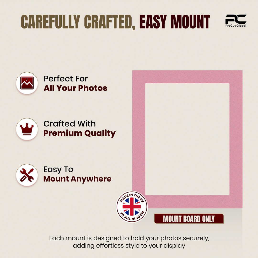 Dusty Rose 20x16" Picture Mount With 16x12" Aperture | Acid-Free Mat Board For Picture Frames thumbnail 7
