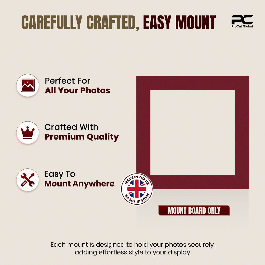 Burgundy 40x40cm Picture Mount With 30x30cm Aperture | Acid-Free Mat Board For Picture Frames thumbnail 7