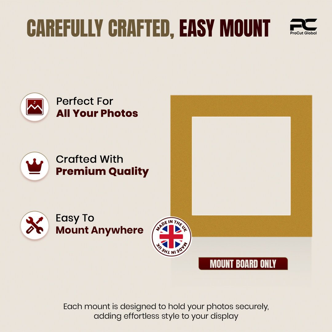 Antique Gold 5x5" Picture Mount With 3.5x3.5" Aperture | Acid-Free Picture Mount Board thumbnail 7