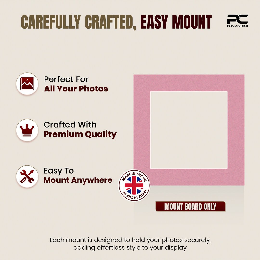 Dusty Rose 5x5" Picture Mount With 3.5x3.5" Aperture | Acid-Free Mat Board For Picture Frames thumbnail 7