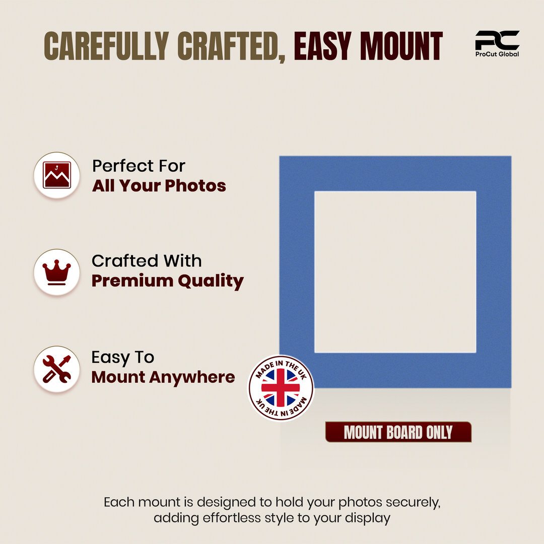 Pacific Blue 5x5" Picture Mount With 3.5x3.5" Aperture | Acid-Free Mat Board For Picture Frames thumbnail 7