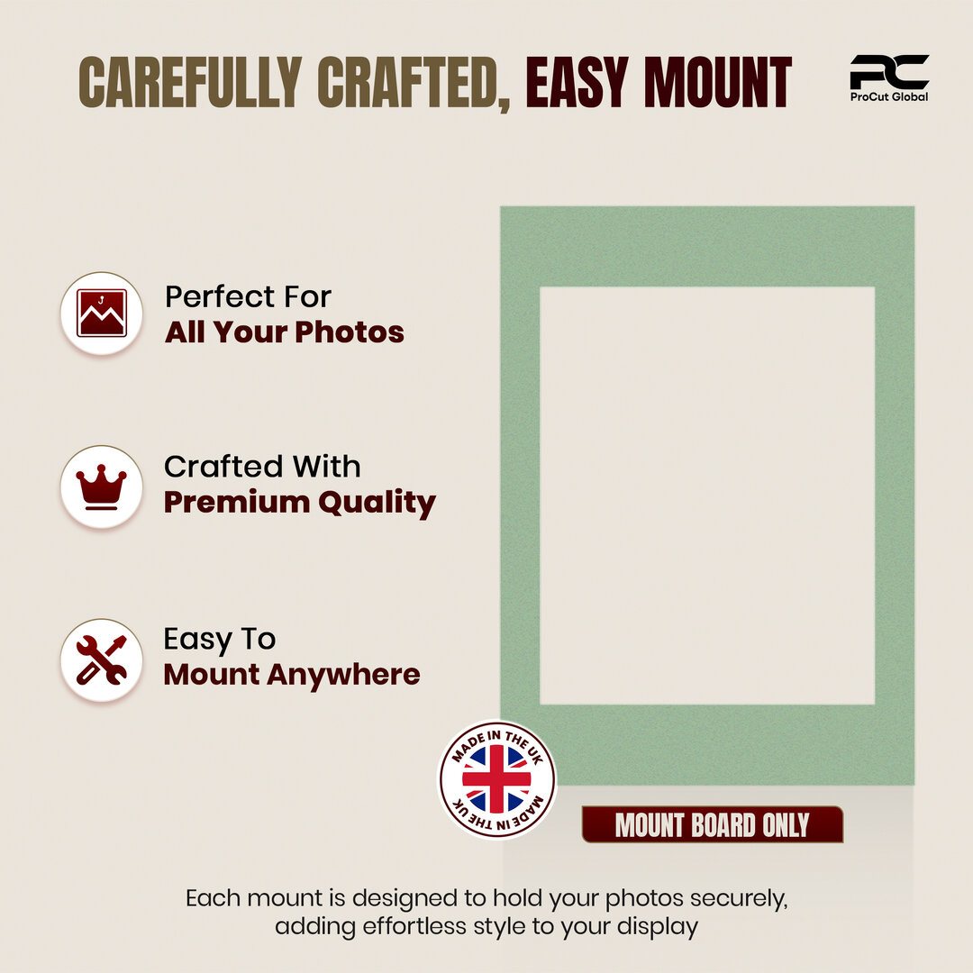 Sage Green 70x50cm Picture Mount With 50x40cm Aperture | Acid-Free Picture Mount Board thumbnail 7