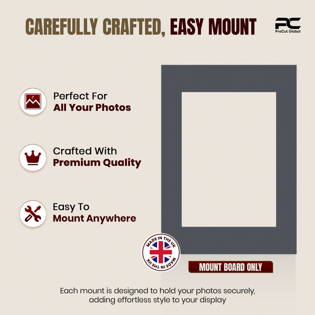 Charcoal Grey 7x5" Picture Mount With 5x3.5" Aperture | Acid-Free Mat Board For Picture Frames thumbnail 7