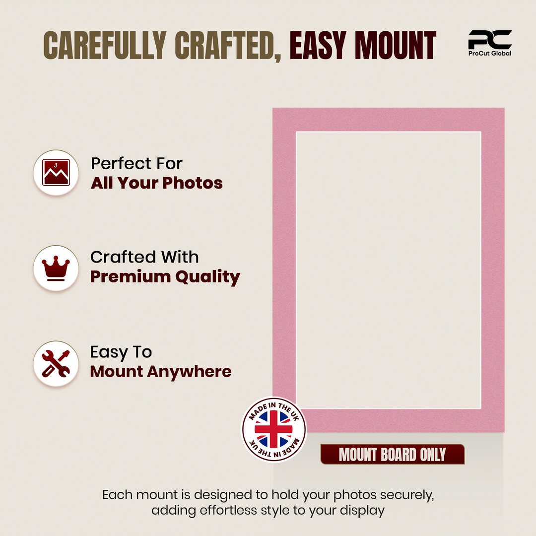 Dusty Rose 7x5" Picture Mount With 6x4" Aperture | Acid-Free Picture Mount Board thumbnail 7