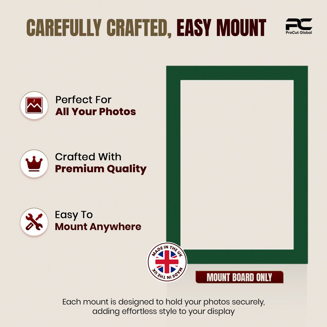 Forest Green 7x5" Picture Mount With 6x4" Aperture | Acid-Free Mat Board For Picture Frames thumbnail 7