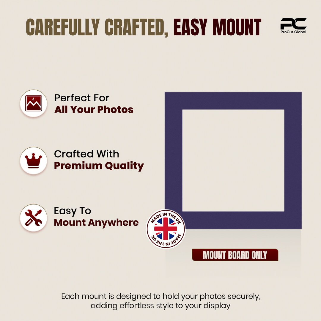 Damson 8x8" Picture Mount With 6x6" Aperture | Acid-Free Picture Mount Board thumbnail 7