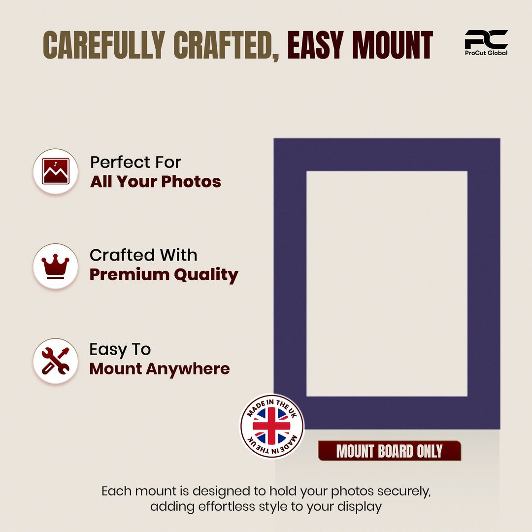 Damson 9x7" Picture Mount With 7x5" Aperture | Acid-Free Mat Board For Picture Frames thumbnail 7