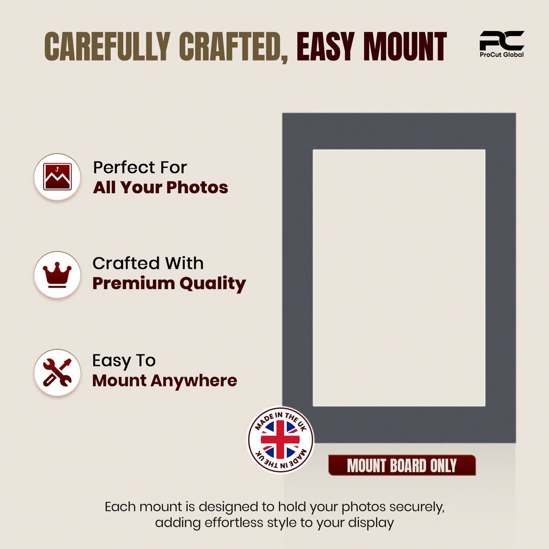 Charcoal Grey A4 Picture Mount With 9x6" Aperture | Acid-Free Mat Board For Photos & Artwork thumbnail 7