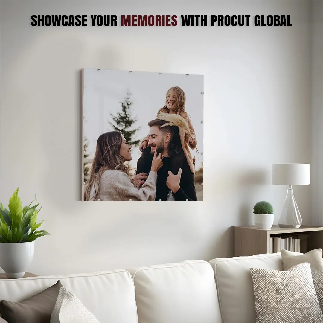 90x90cm Frameless Clip Frame | Clear Acrylic Photo, Art & Poster Display thumbnail 2