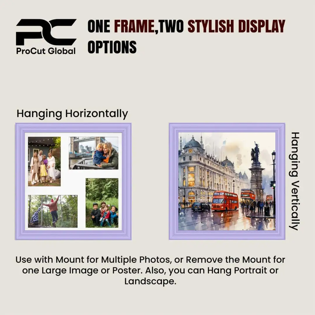 12x12" Classic Purple Multi Aperture Photo Frame - Fits 6x4" (x4) Photos | Collage Frame thumbnail 4