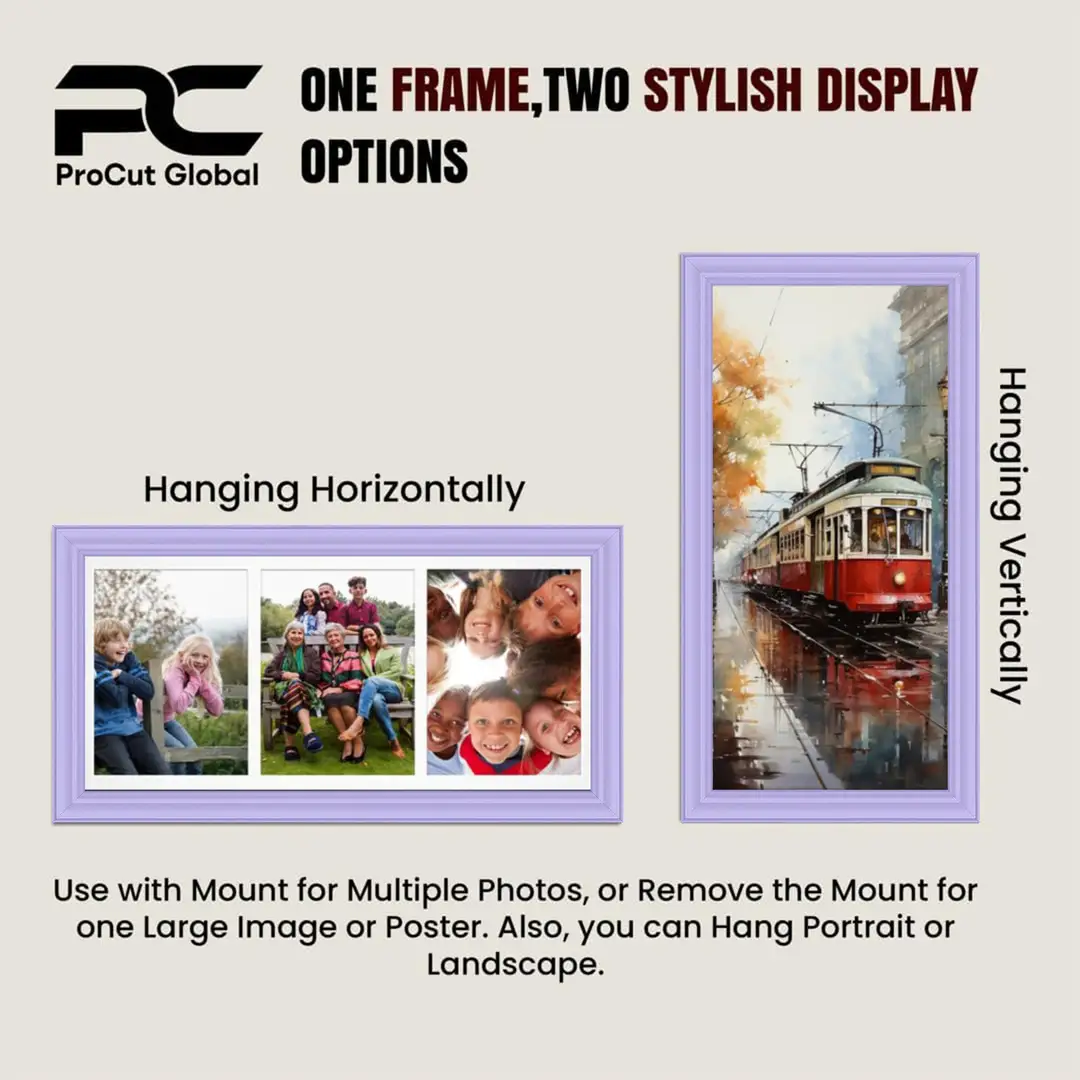 16x8" Purple Classic Multi Aperture Photo Frame - Fits 7x5" (x3) Photos | Collage Frame thumbnail 4