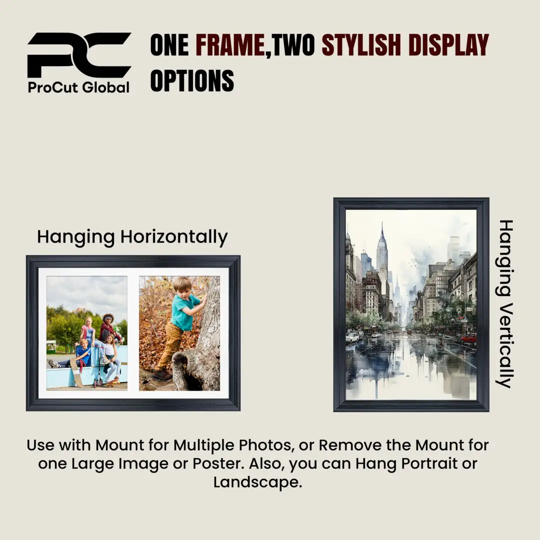 20x14" Oak Classic Multi Aperture Photo Frame Holds A4 (x2) Photos With Silver Mount | Modern Collage Frame thumbnail 4