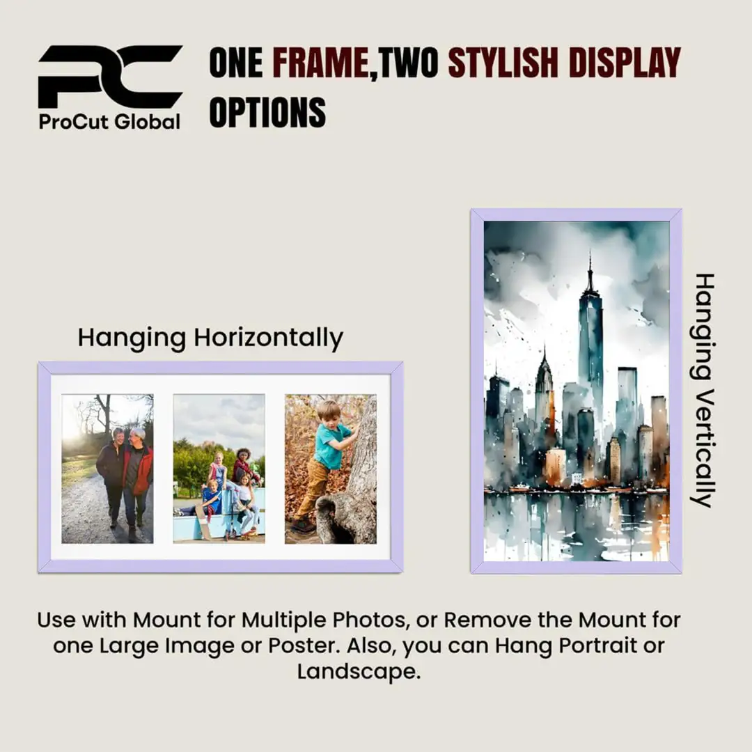 40x20cm Purple Classic Multi Aperture Photo Frame Holds 6x4" (x3) Photos With Crimson Mount | Modern Collage Frame thumbnail 4