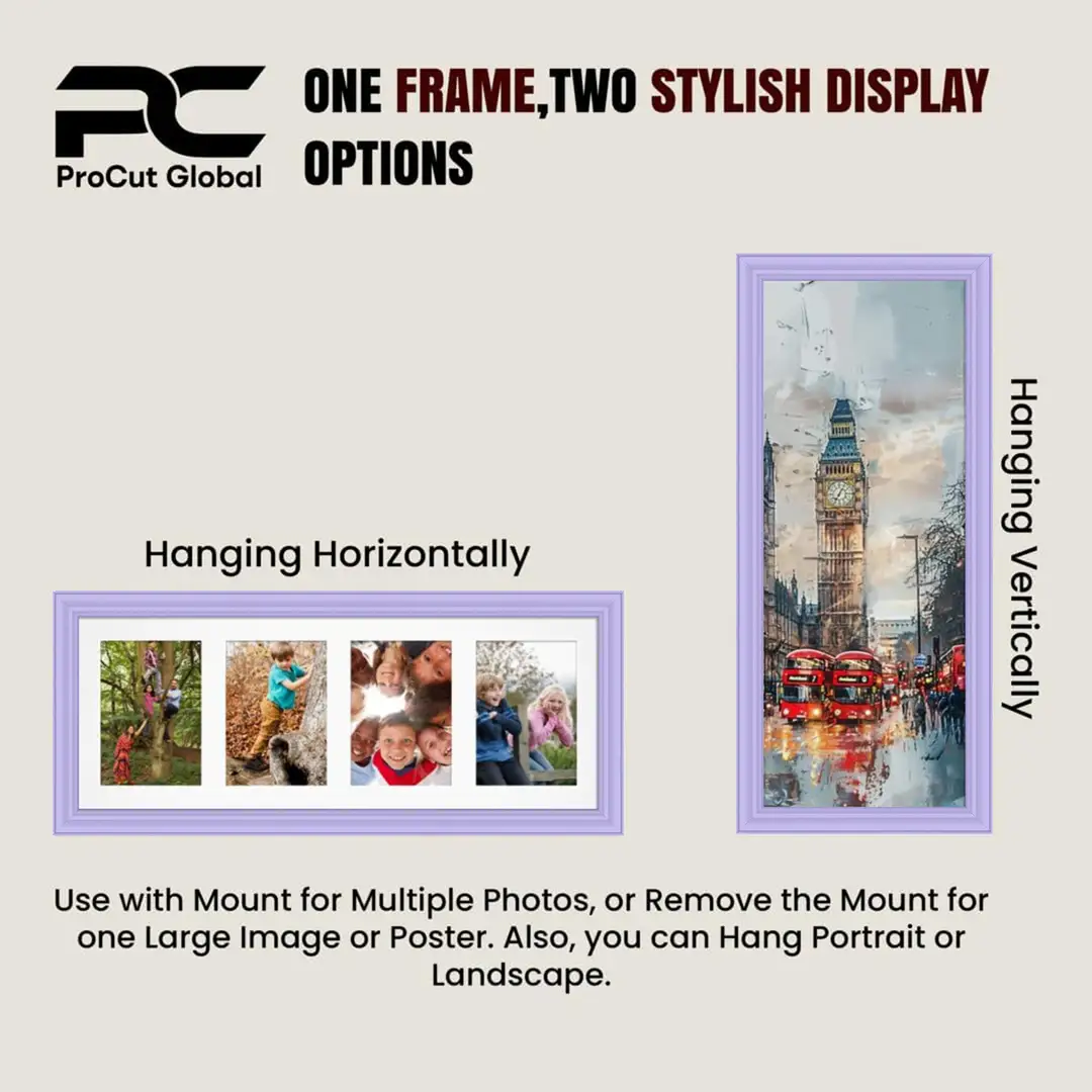 50x20cm Classic Purple Multi Aperture Photo Frame - Fits 6x4" (x4) Photos | Collage Frame thumbnail 4