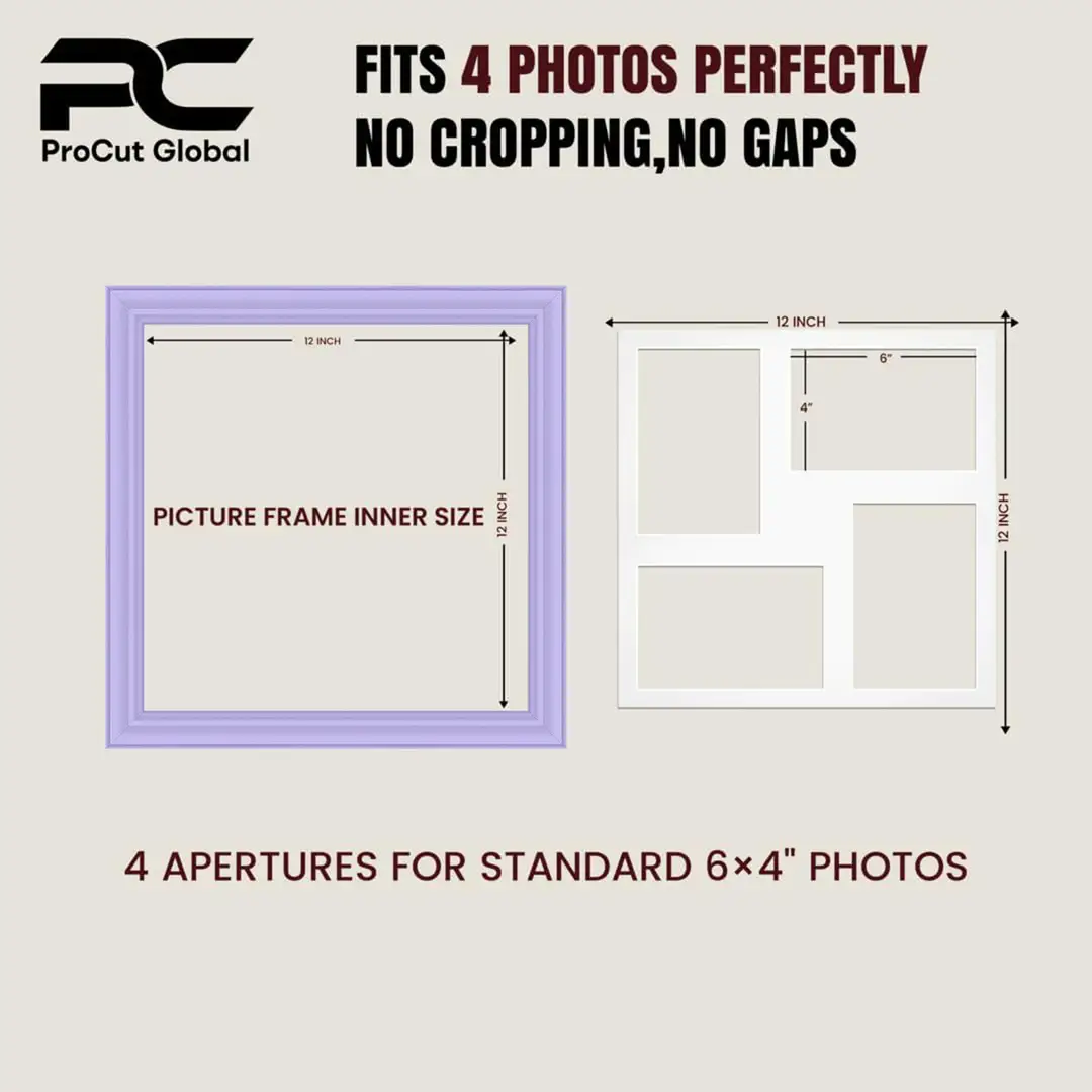 12x12" Classic Purple Multi Aperture Photo Frame - Fits 6x4" (x4) Photos | Collage Frame thumbnail 3