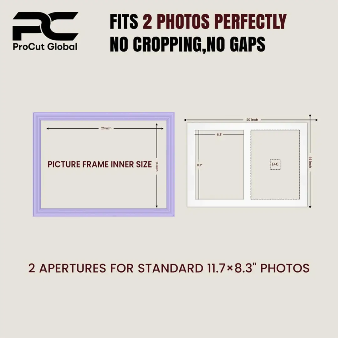20x14" Classic Purple Multi Aperture Photo Frame - Fits A4 (x2) Photos | Collage Frame thumbnail 3