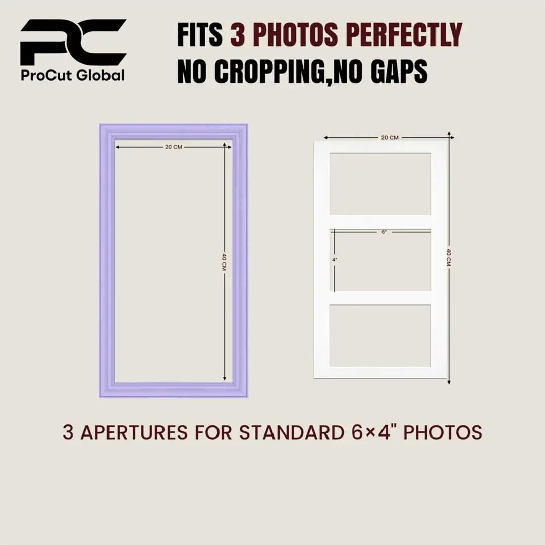 40x20cm Purple Classic Multi Aperture Photo Frame - Fits 6x4" (x3) Photos | Collage Frame thumbnail 3