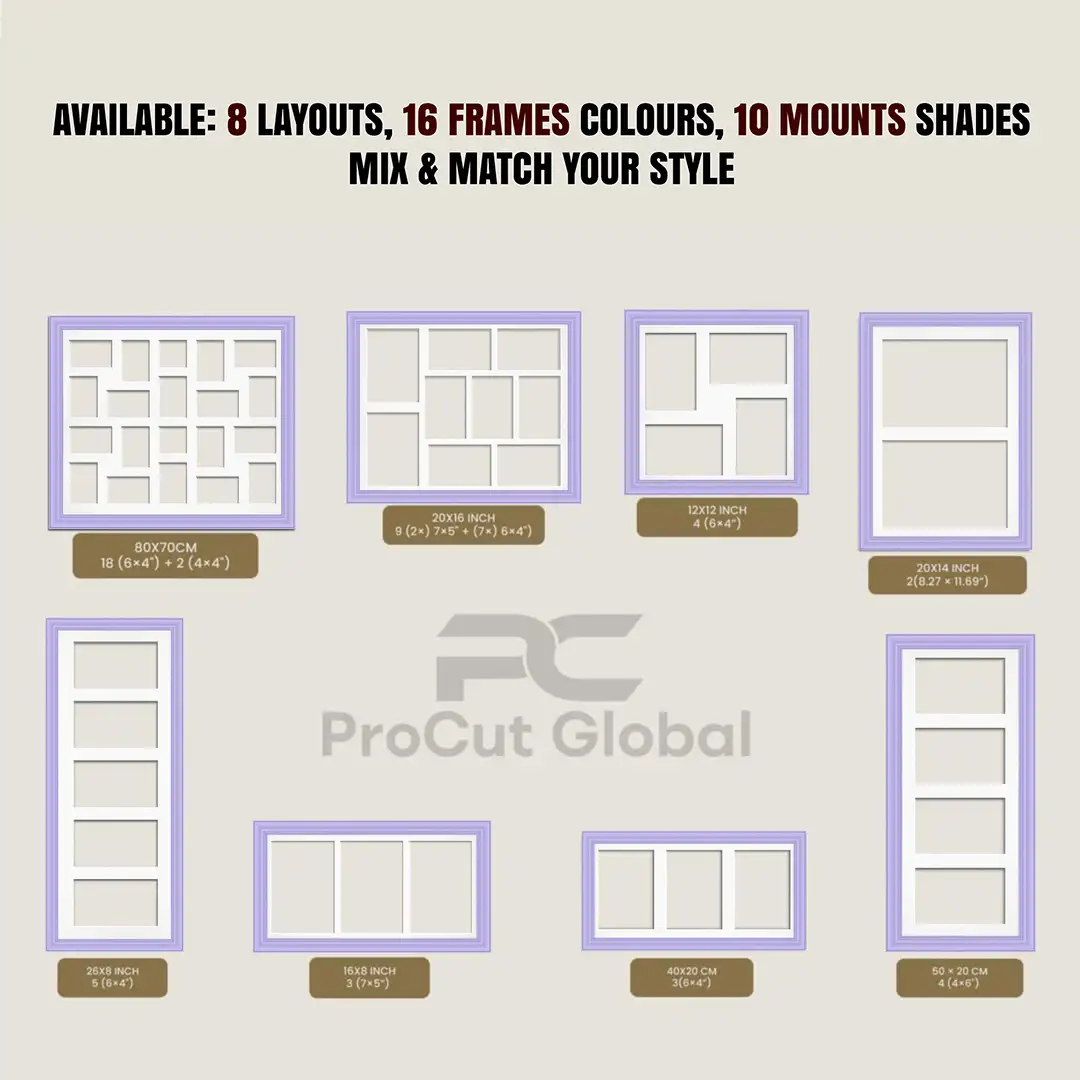 50x20cm Purple Classic Multi Aperture Photo Frame - Fits 6x4" (x4) Photos | Collage Frame thumbnail 8