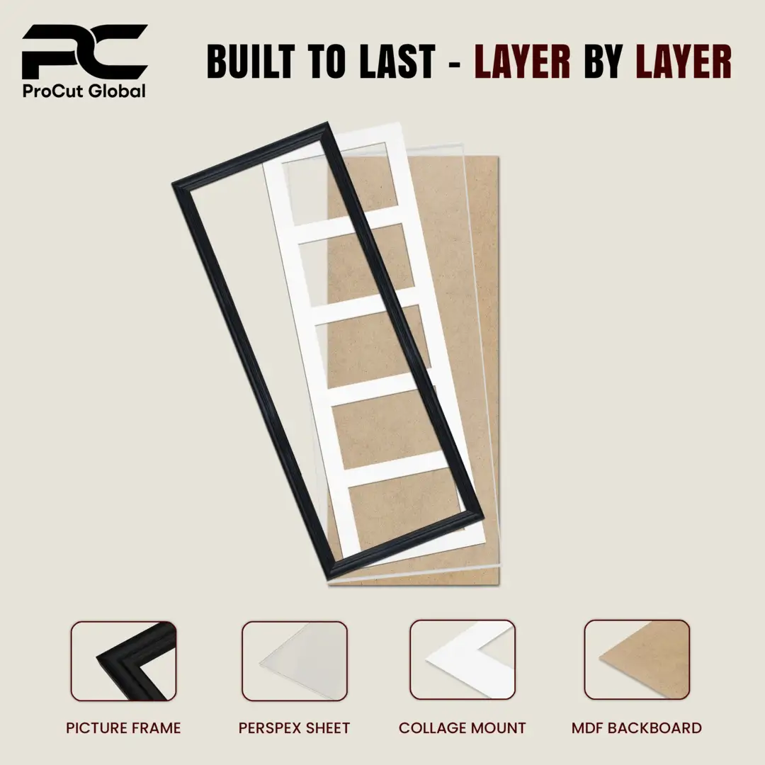 26x8" Rose Wood Classic Multi Aperture Photo Frame - Fits 6x4" (x5) Photos | Collage Frame thumbnail 5