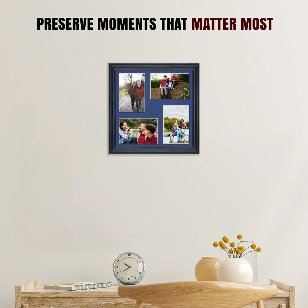 12x12" Black Classic Multi Aperture Photo Frame - Fits 6x4" (x4) Photos | Collage Frame thumbnail 2