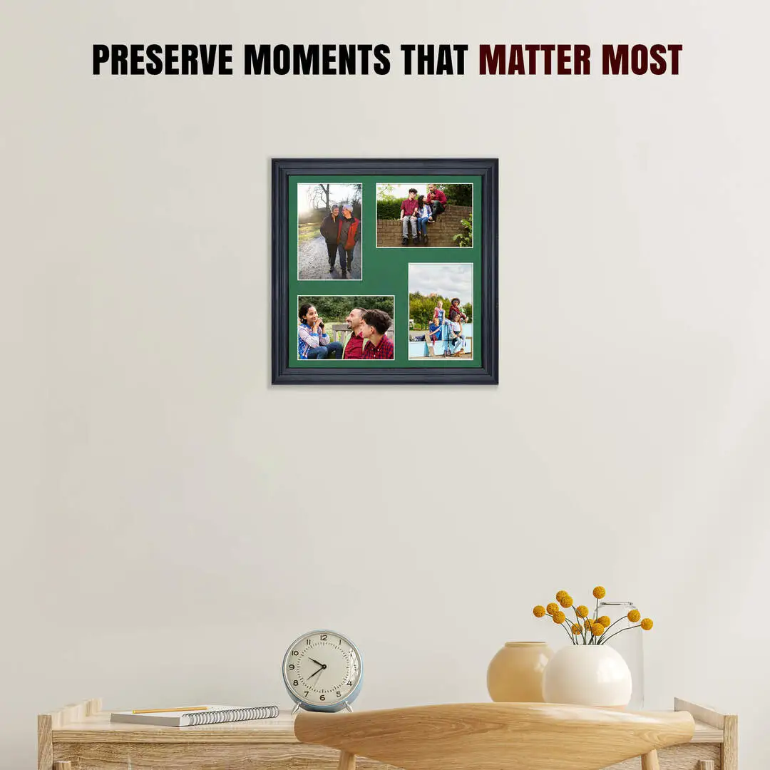 12x12" Black Classic Multi Aperture Photo Frame - Fits 6x4" (x4) Photos | Collage Frame thumbnail 2