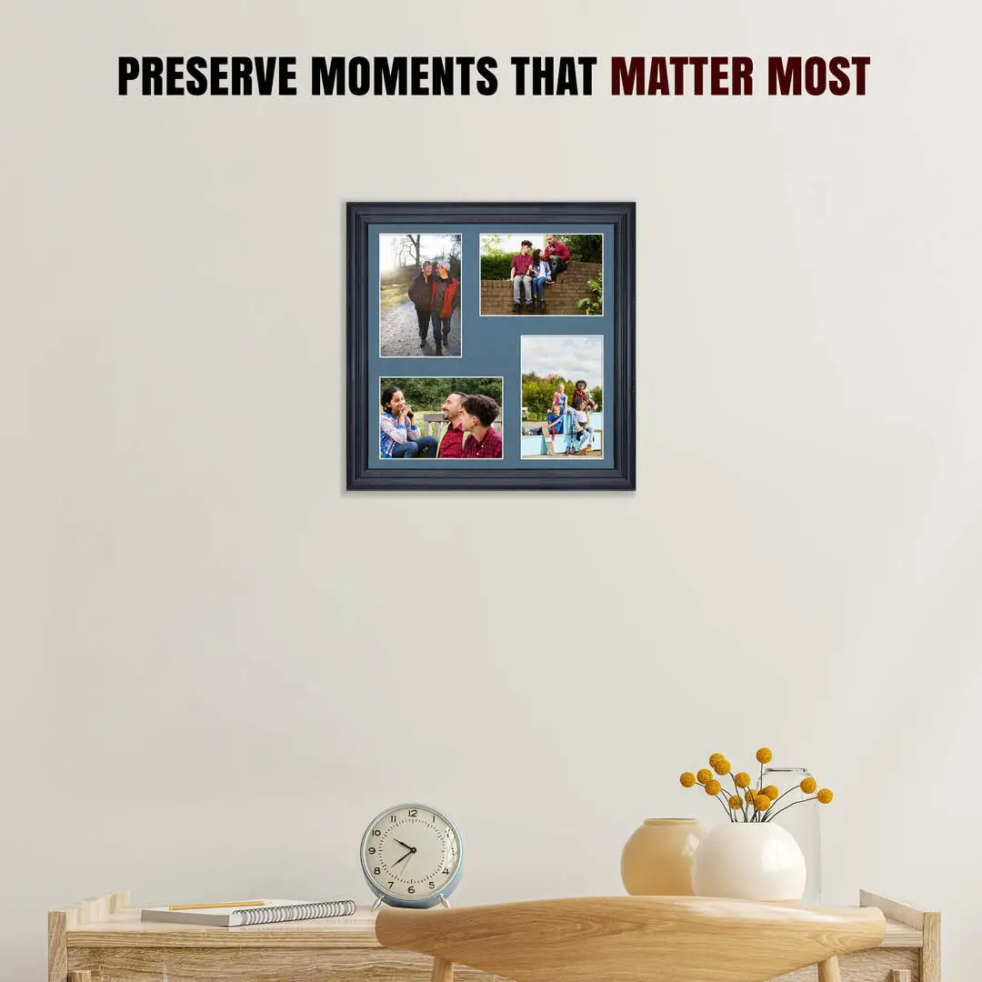 12x12" Black Classic Multi Aperture Photo Frame - Fits 6x4" (x4) Photos | Collage Frame thumbnail 2