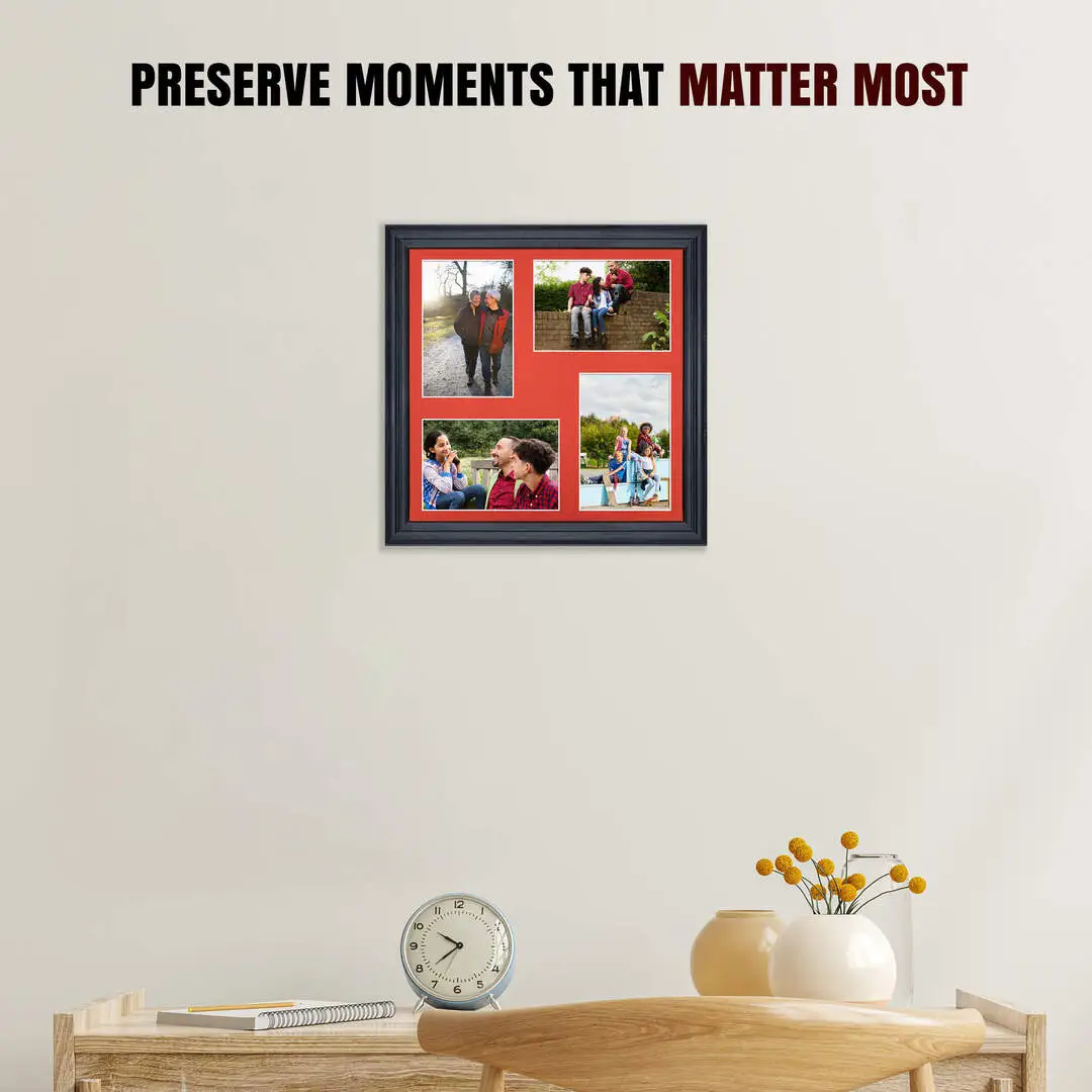 12x12" Black Classic Multi Aperture Photo Frame - Fits 6x4" (x4) Photos | Collage Frame thumbnail 2