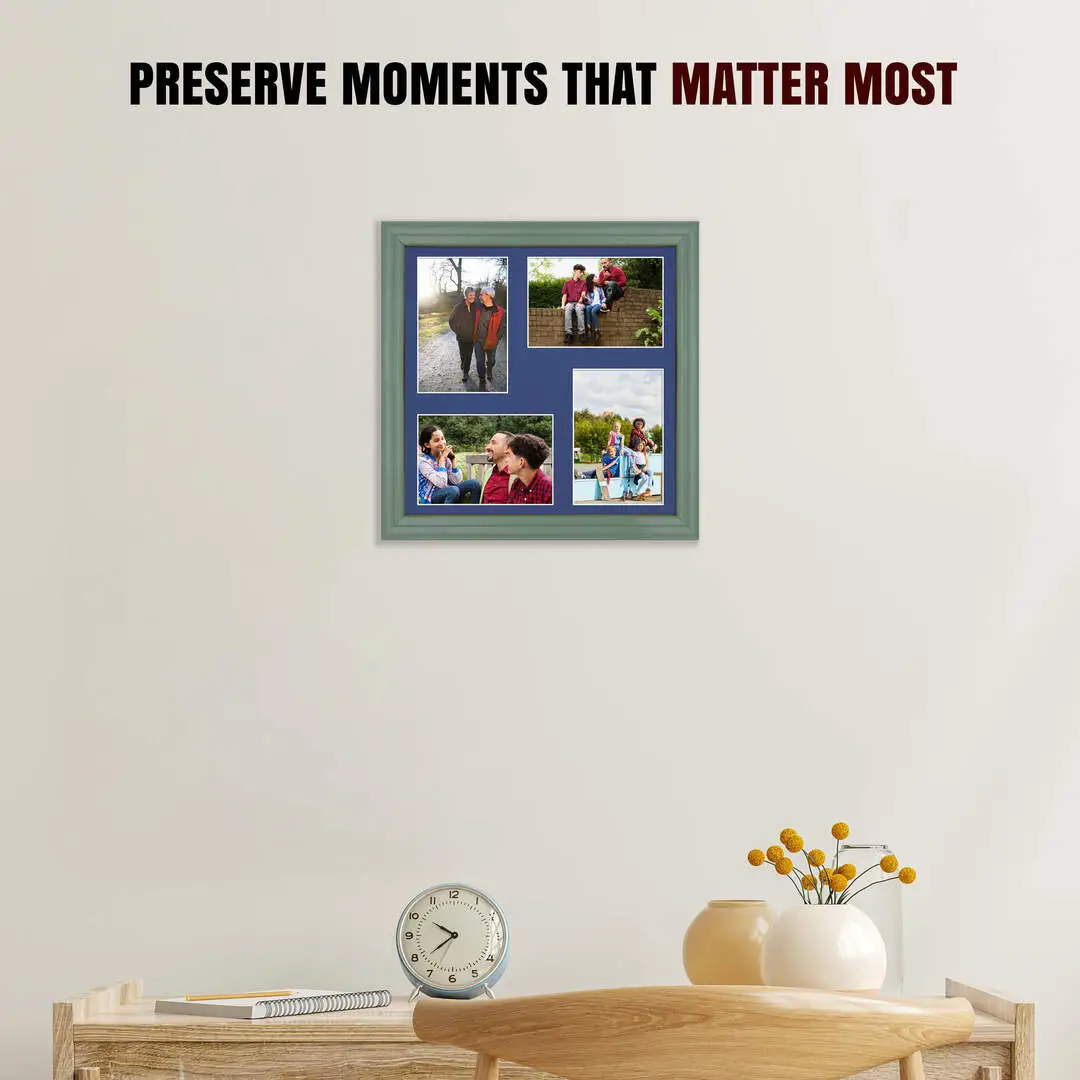 12x12" Green Classic Multi Aperture Photo Frame - Fits 6x4" (x4) Photos | Collage Frame thumbnail 2