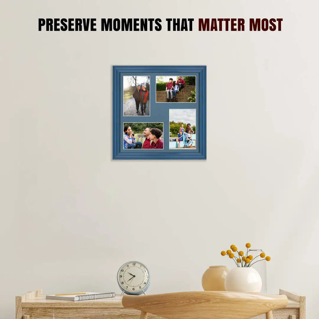 12x12" Navy Blue Classic Multi Aperture Photo Frame - Fits 6x4" (x4) Photos | Collage Frame thumbnail 2