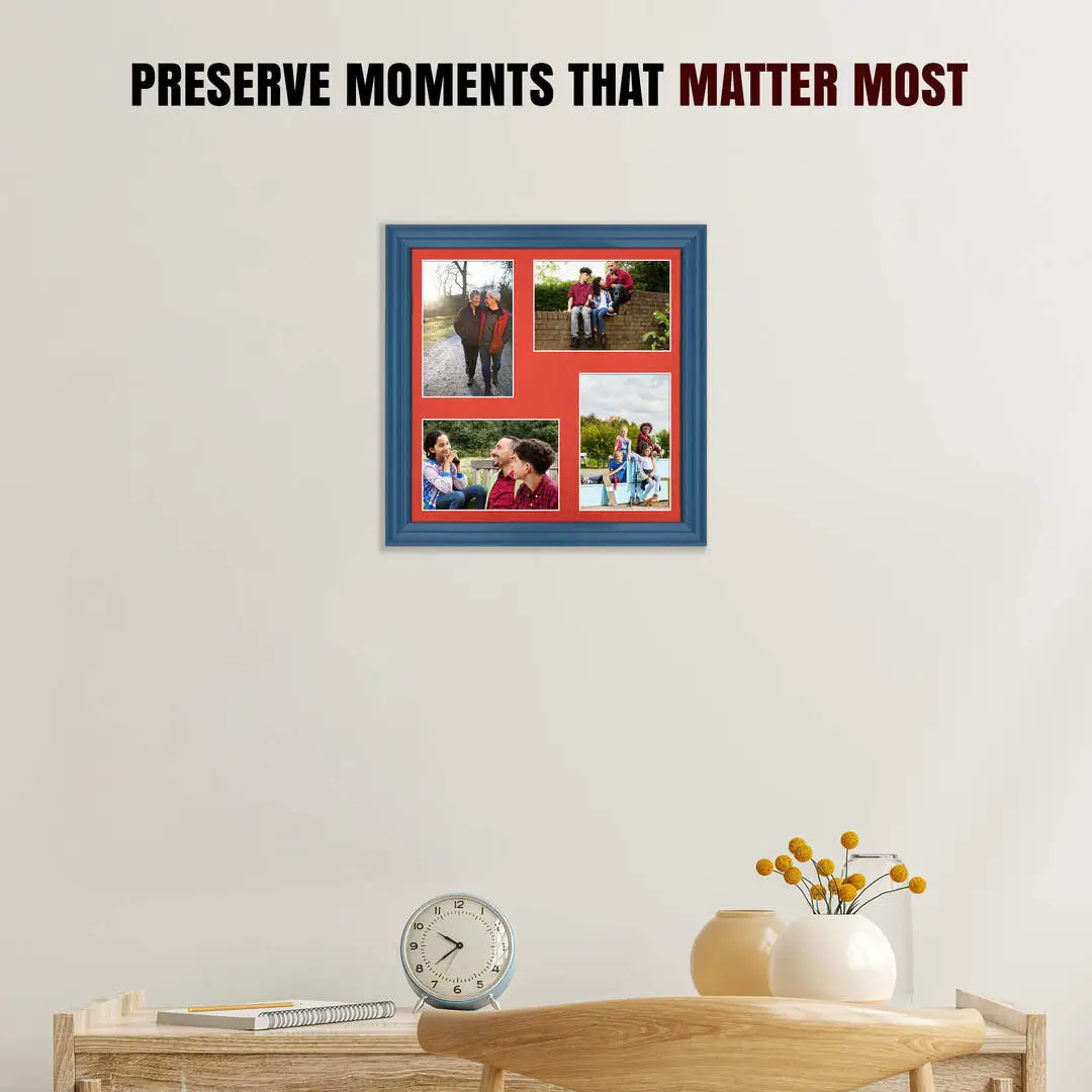 12x12" Classic Navy Blue Multi Aperture Photo Frame - Fits 6x4" (x4) Photos | Collage Frame thumbnail 2
