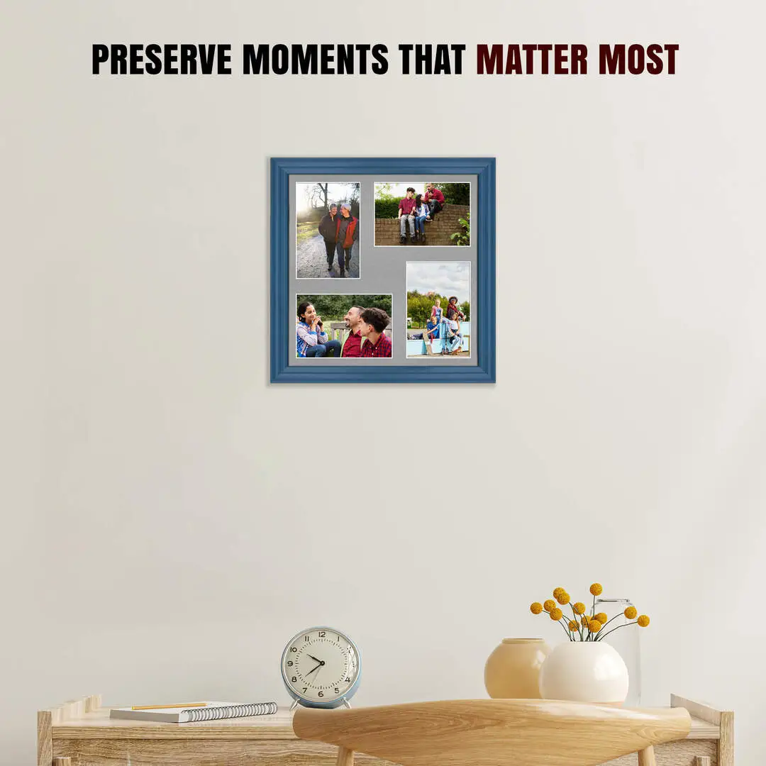 12x12" Navy Blue Classic Multi Aperture Photo Frame - Fits 6x4" (x4) Photos | Collage Frame thumbnail 2