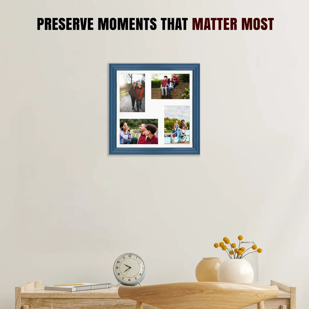 12x12" Navy Blue Classic Multi Aperture Photo Frame - Fits 6x4" (x4) Photos | Collage Frame thumbnail 2