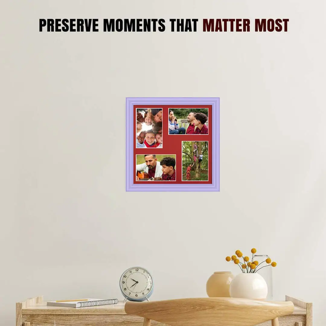 12x12" Purple Classic Multi Aperture Photo Frame Holds 6x4" (x4) Photos With Crimson Mount | Modern Collage Frame thumbnail 2