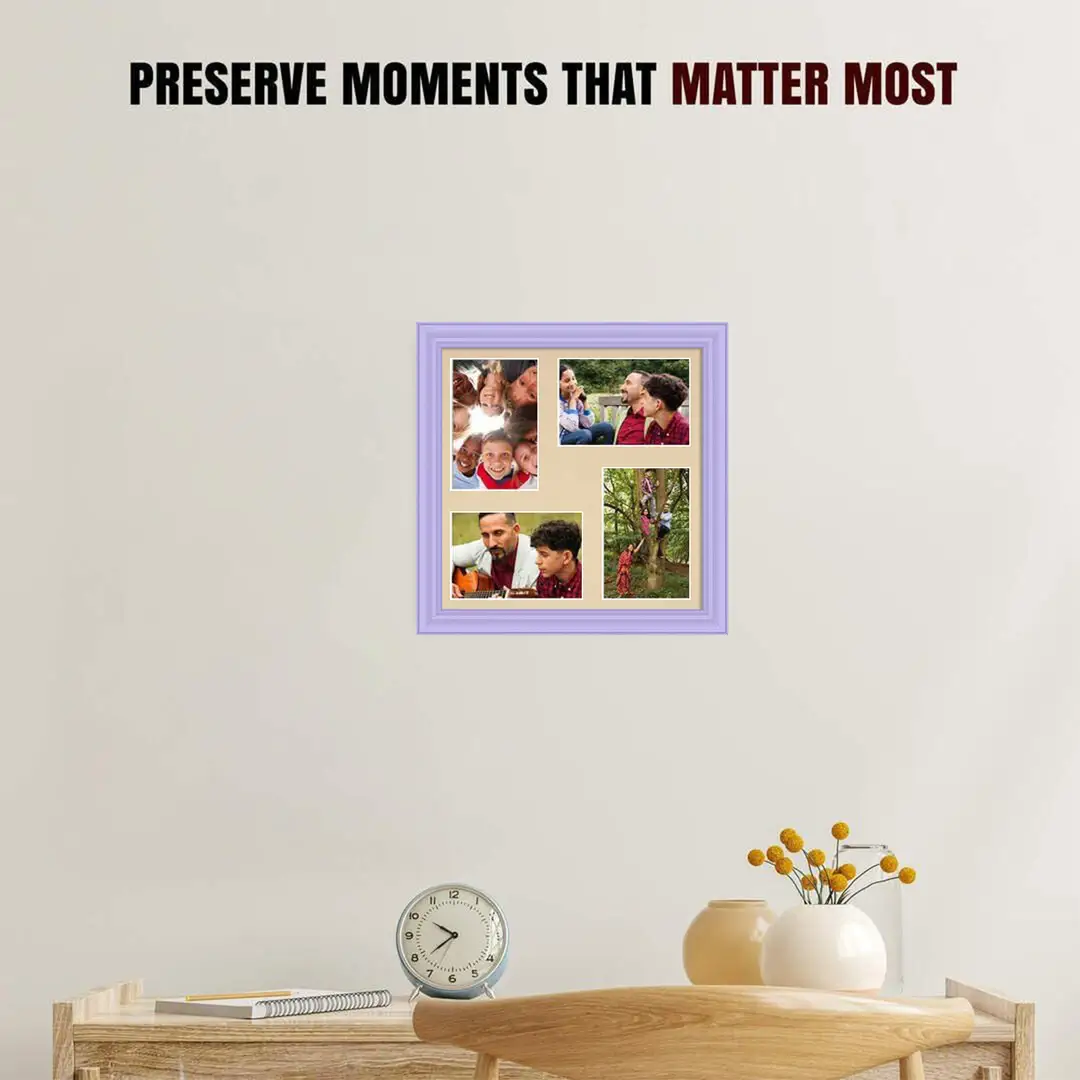 12x12" Purple Classic Multi Aperture Photo Frame Holds 6x4" (x4) Photos With Ivory Mount | Modern Collage Frame thumbnail 2