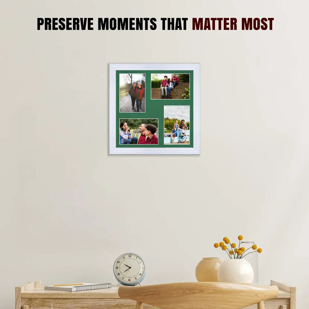 12x12" Classic White Multi Aperture Photo Frame - Fits 6x4" (x4) Photos | Collage Frame thumbnail 2