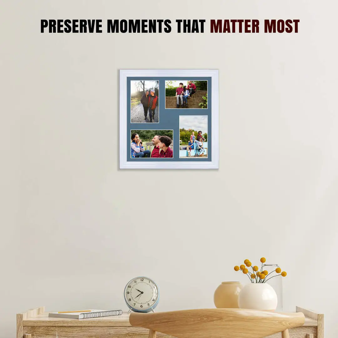 12x12" White Classic Multi Aperture Photo Frame - Fits 6x4" (x4) Photos | Collage Frame thumbnail 2