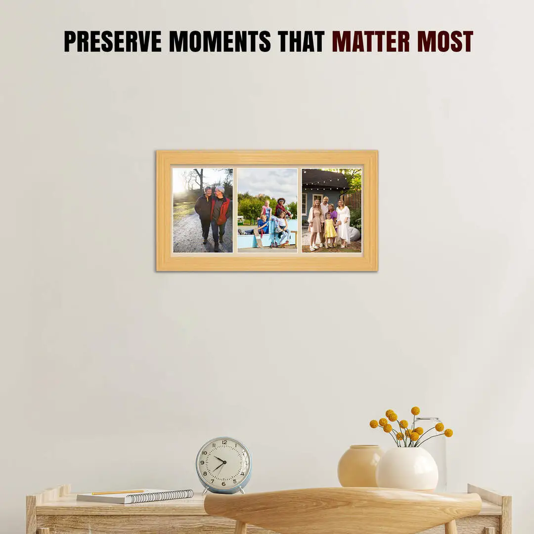 16x8" Classic Country Pine Multi Aperture Photo Frame - Fits 7x5" (x3) Photos | Collage Frame thumbnail 2