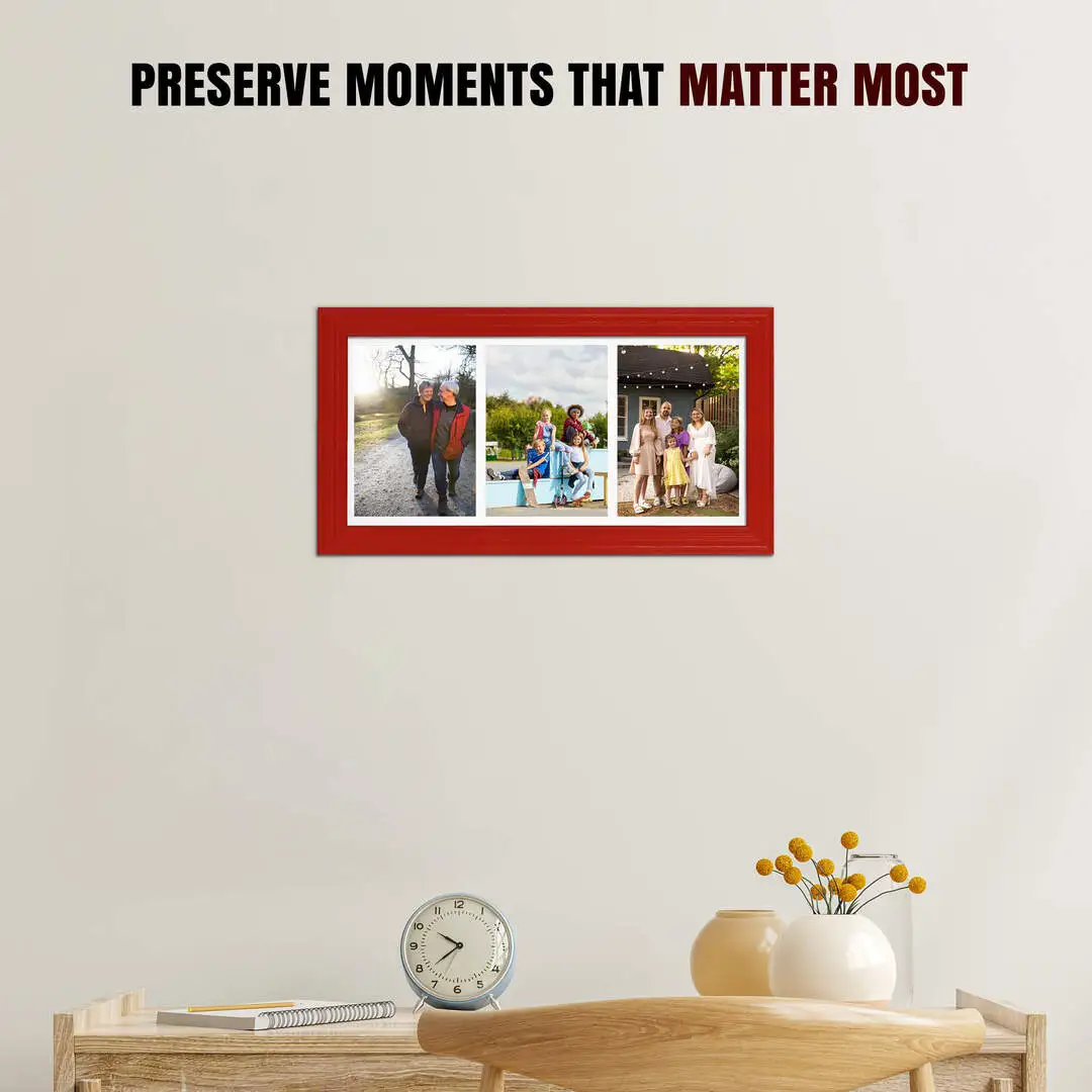 16x8" Classic Multi Aperture Photo Frame Holds 7x5" (x3) Photos With Ice White Mount | Modern Collage Frame thumbnail 2
