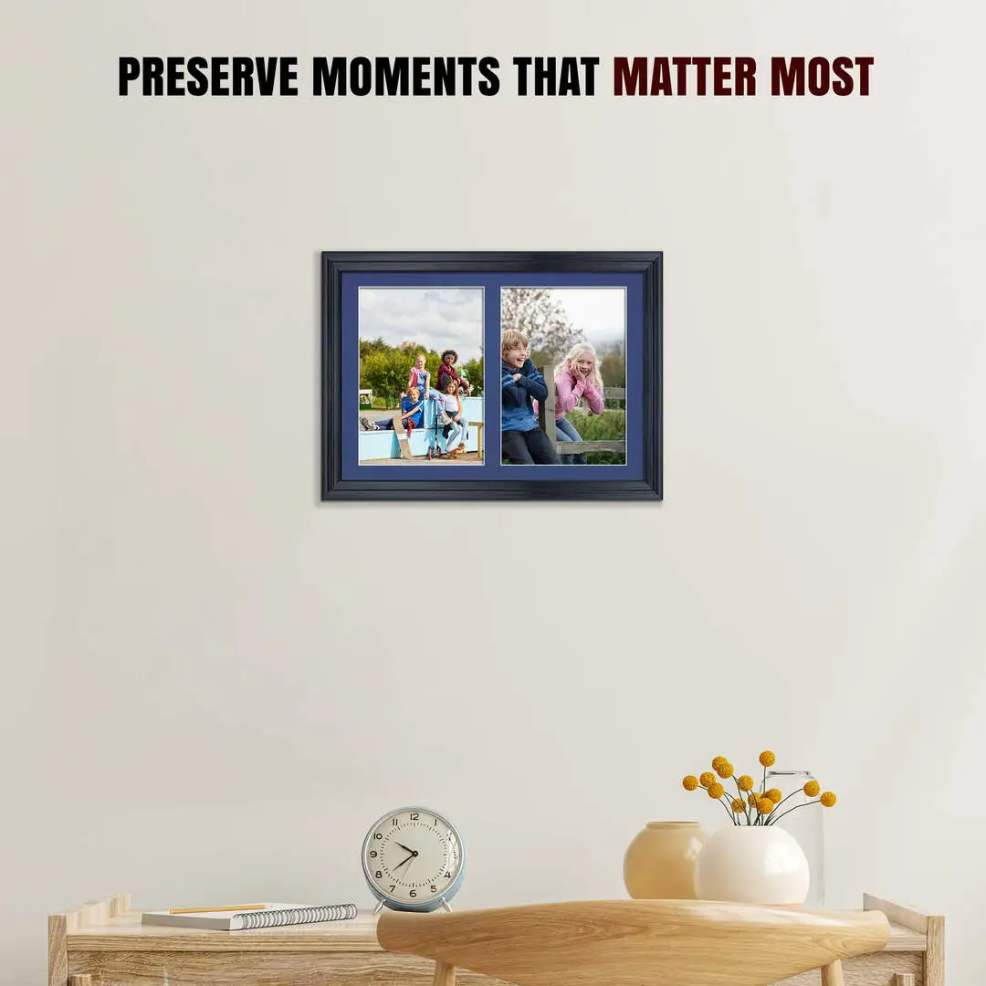 20x14" Black Classic Multi Aperture Photo Frame - Fits A4 (x2) Photos | Collage Frame thumbnail 2